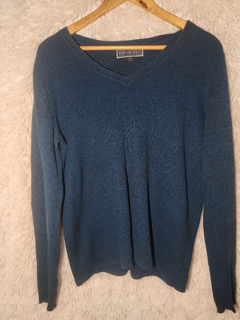 Karen Scott Deep Teal V-Neck Sweater Women Size Medium